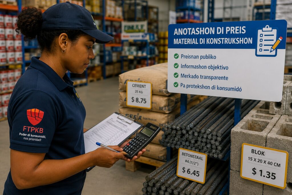 FUNDASHON TIENDA PA KONSUMIDÓ BONERIANO (FTPKB) TA KUMINSÁ KU KOMPARASHON DI PREIS RIBA MATERIALNAN DI KONSTRUKSHON NA BONEIRU